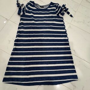Striped Navy and White Woman Dress
